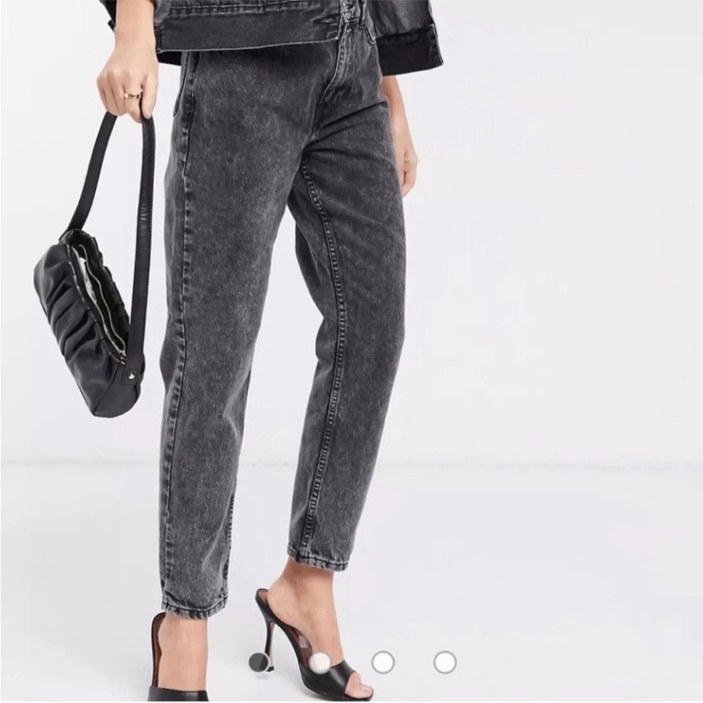 Mango Women's Black Acid-Wash Mom Jeans